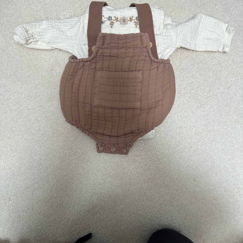 Brown Quilted Baby Romper with Long Sleeve Top